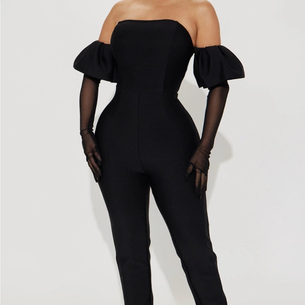 Elegant Black Off-Shoulder Bandage Jumpsuit